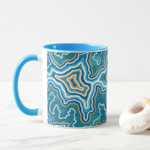 Caneca Agato Gráfico Dourado Azul
