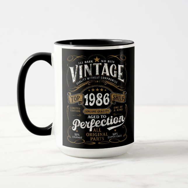 Caneca Aged To Perfection Vintage 1986 Birthday 40th   (Esquerda)
