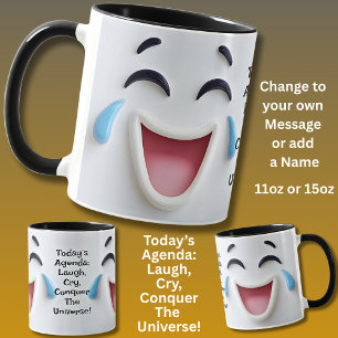 Caneca Agenda de Hoje, Adicionar Nome Mensagem, Rosto Exp