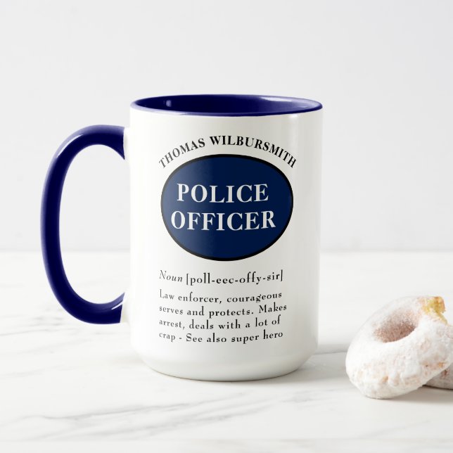 Caneca Agente de Polícia Personalizado - Mug de Definição (Com Donut)