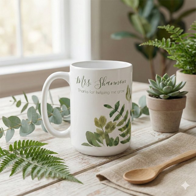 Caneca Agradecendo por me Ajudar a Crescer (Thank a special teacher with this, "Thanks for helping me grow" personalized mug! )