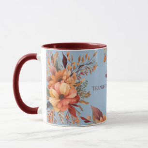 Caneca Agradecido abençoado Floral Dia de Ação de Graças 