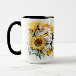 CANECA ÁGUA-COR-LARANJA-DE-ÁGUA, POR GATO, COM FLORES