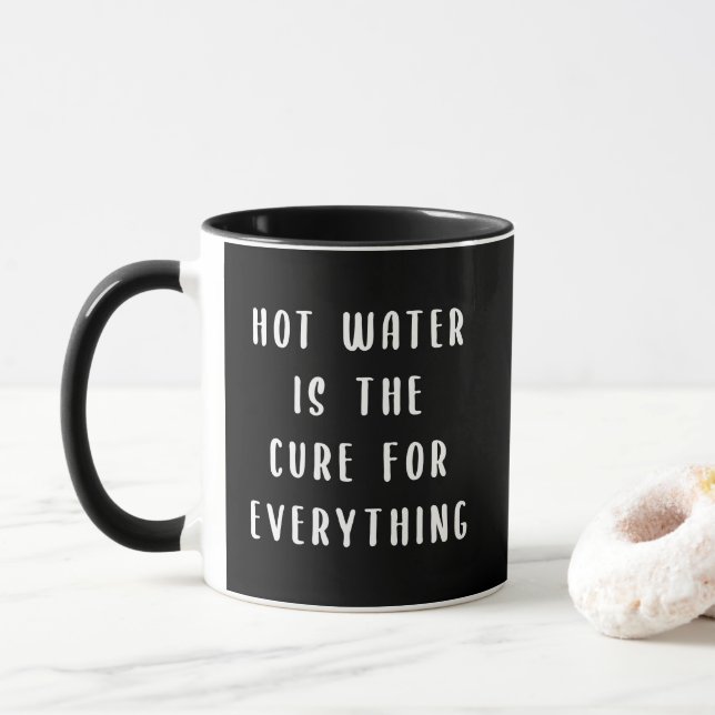 Caneca Água quente é a cura para tudo (Com Donut)