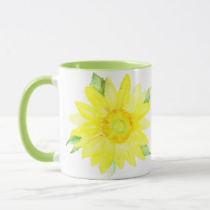 Caneca Aguarela amarela brilhante do girassol do verão