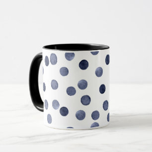 Caneca Aguarela. Bolinhas azuis