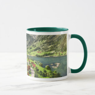 Caneca Aguarela de uma paisagem da suiça