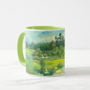 Caneca aguarela do vale verde