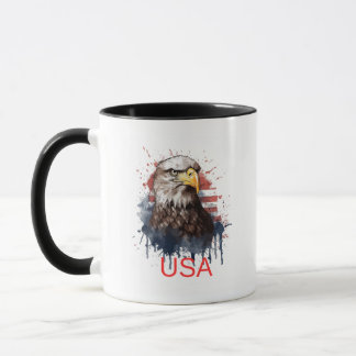 Caneca Águia Americana Majestosa em Aquarela