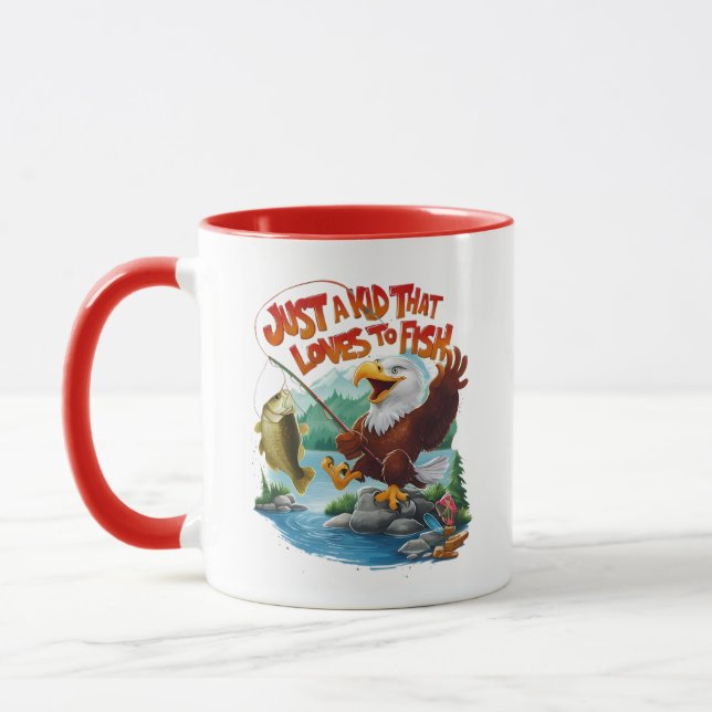 Caneca Águia Balda Majestosa com Peixe Fresco em Perch Ro (Esquerda)