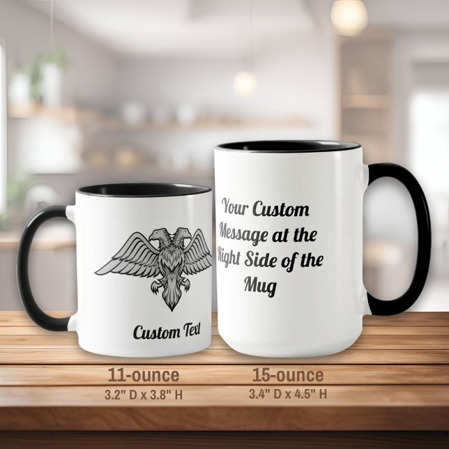 Caneca Águia cinza com duas Cabeças (Criador carregado)