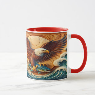 Caneca Águia Majestosa Enrolando um Peixe 36x24