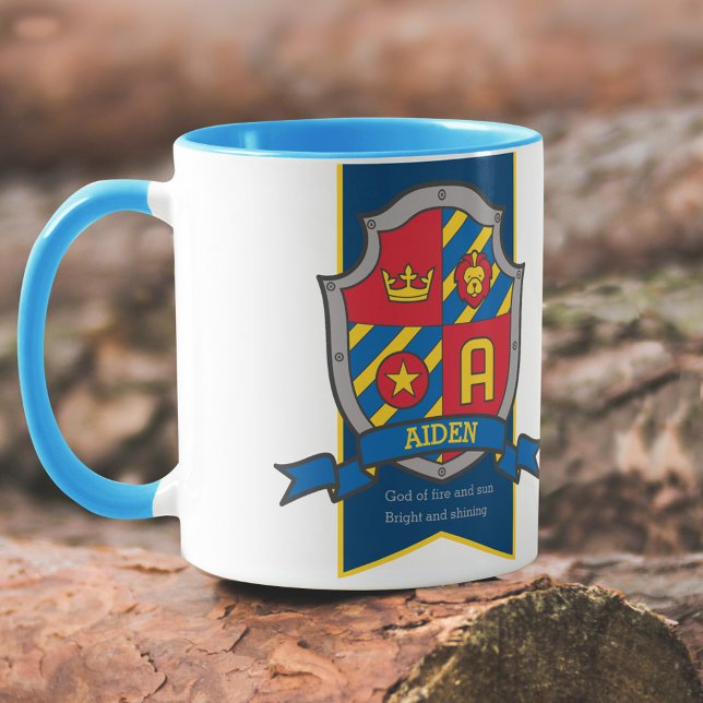 Caneca Aiden knight shield Red Blue name significa A cane (Criador carregado)