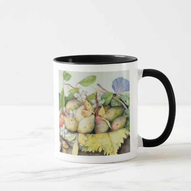 Caneca Ainda vida com ameixas, nozes e jasmim (w/c sobre (Direita)