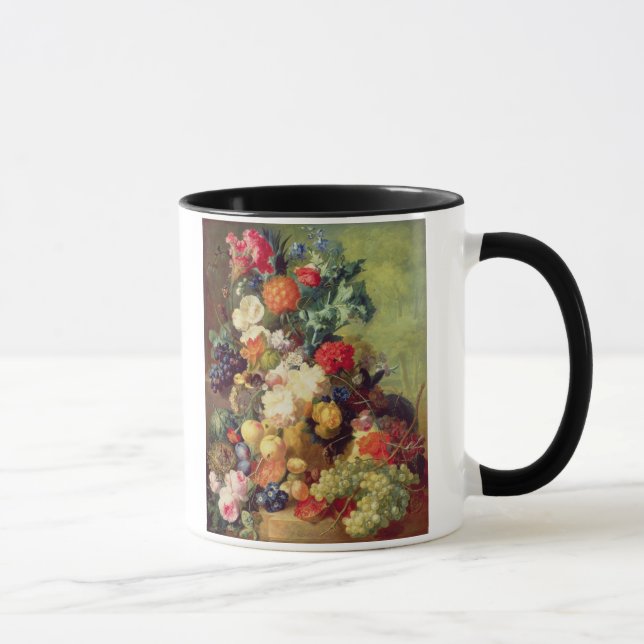 Caneca Ainda vida com flores e fruta (Direita)
