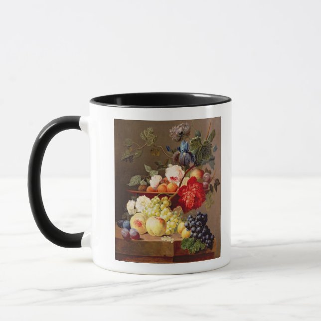 Caneca Ainda vida com fruta e flores (Esquerda)