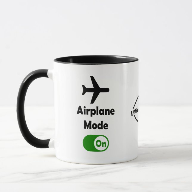 Caneca "Air Plane Mode On", citação engraçada Silence Des (Esquerda)