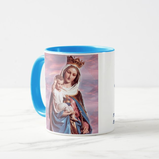 Caneca Ajuda de Mary do copo do retrato dos cristãos (Frente Esquerda)