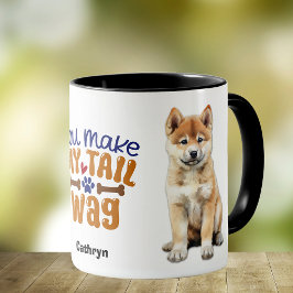 Caneca Akita Puppy Dog Você Faz Minha Cauda