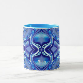 Caneca ALAN ~ Zany 3D Fractal ~ Sombras da Blue Mug