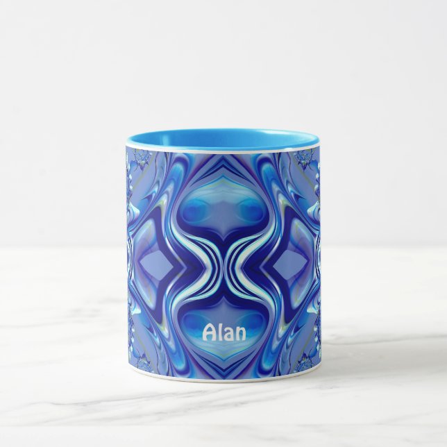 Caneca ALAN ~ Zany 3D Fractal ~ Sombras da Blue Mug (Centro)