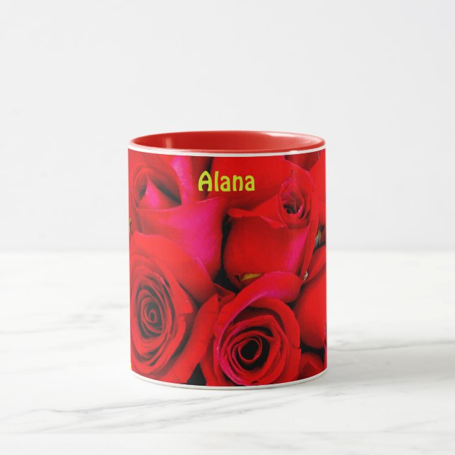 Caneca ALANA ~ Rosa personalizado Fotografia de Buds ~ Mu (Centro)