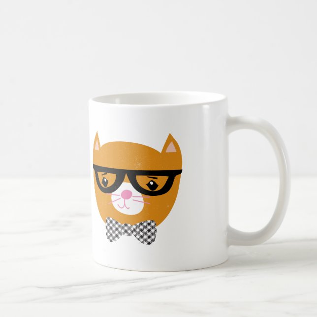 Caneca alaranjada do gato do hipster (Direita)