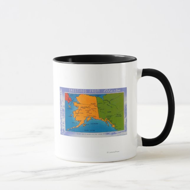 Caneca Alaska - Saudações Do Mapa Do Alasca (Direita)