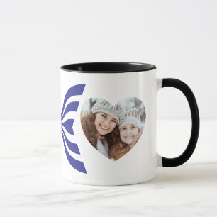 Caneca Álbum de fotos de coração com monograma da letra X