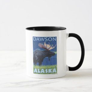 Caneca Alces na noite - Dawson, Alaska