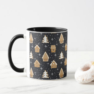 Caneca Aldeia de Gingerpão-bonito Fir Trees Azul Natal