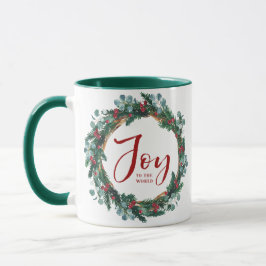 Caneca Alegria ao Natal do Mundo Evergreen Wreath