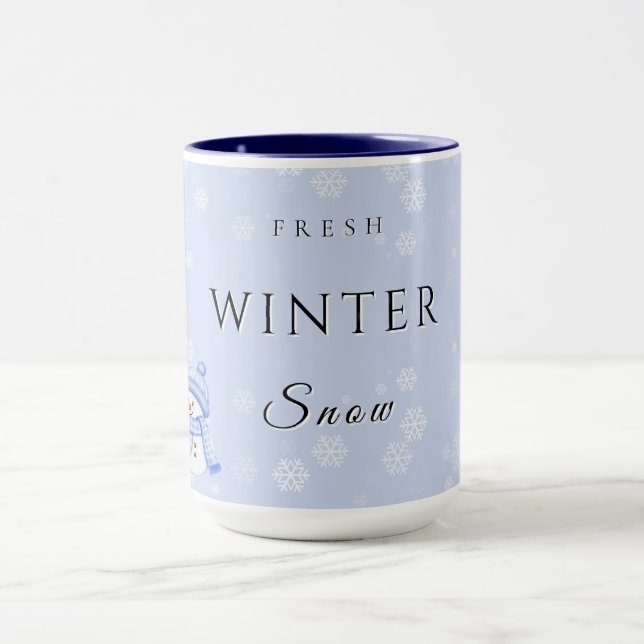 Caneca Alegria Fresca de Inverno com Neve e Boneco de Nev (Centro)