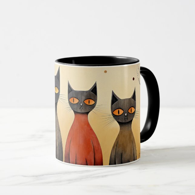 Caneca Alerta de gatos, à atenção, gerada por IA, (Frente Esquerda)