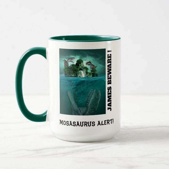 Caneca Alerta de Mosasaurus! Ataque de Dinossauro (Esquerda)
