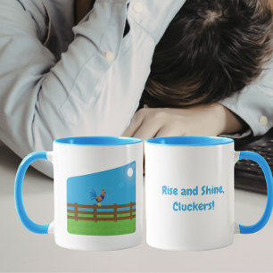Caneca Alevante-se e Brilhe Cluckers Galo Engraçado