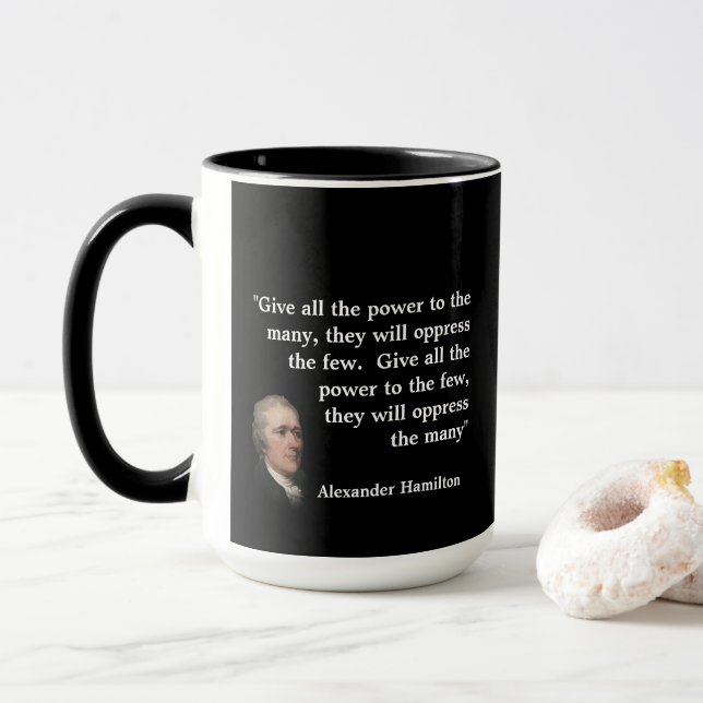 Caneca Alexander Hamilton Citação sobre "Dar Poder" (Com Donut)