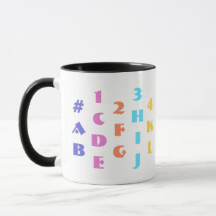 Caneca Alfabeto e Números Coloridos Personalizados, Crian