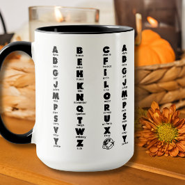 Caneca Alfabeto Fonético da OTAN, Letras Pretas