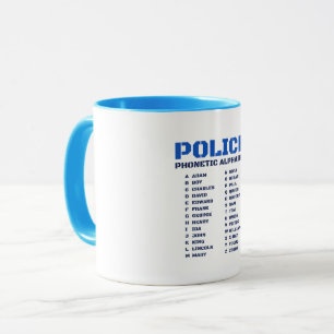 Caneca Alfabeto Fonético Policial Completo de A a Z
