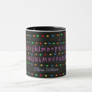 Caneca Alfabeto Neon Brilhante com Luzes Festivas