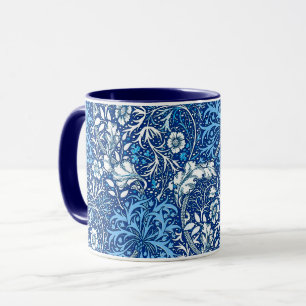 Caneca Alga de Nouveau da arte floral, azuis cobaltos e