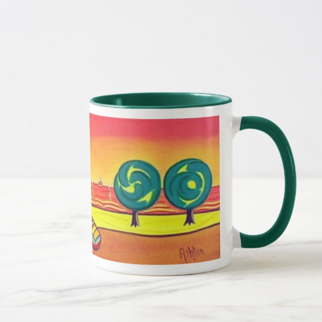 Caneca Algodão irlandês ao pôr do sol com árvores mug (Direita)