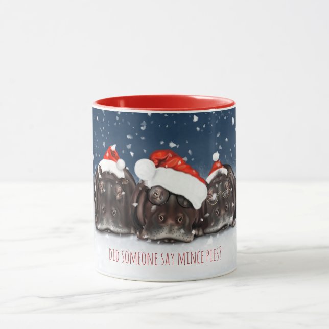 Caneca Alguém Disse "Mince Pies", Natal Hippo Mug? (Centro)