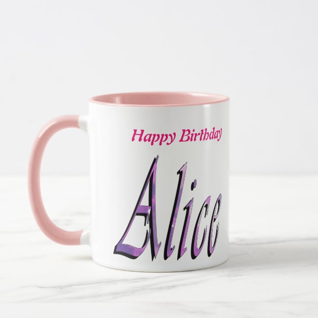 Caneca Alice, Feliz Aniversário, Pink Combo Coffee Mug (Esquerda)