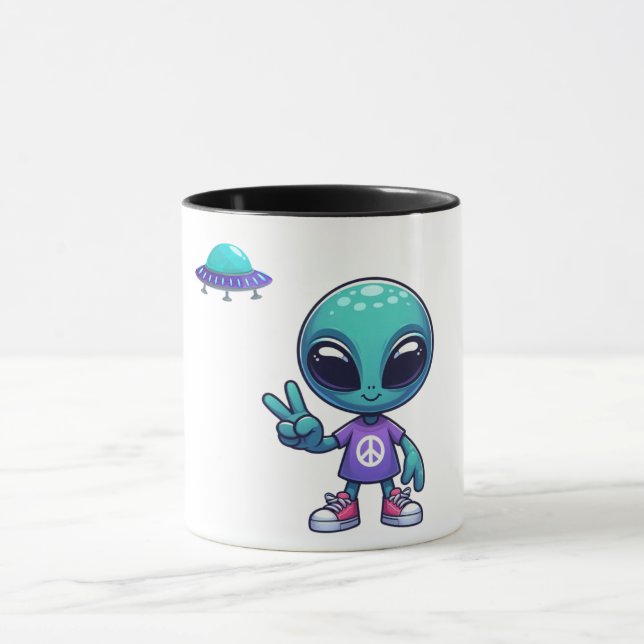 Caneca Alienígena de paz e nave espacial (Centro)