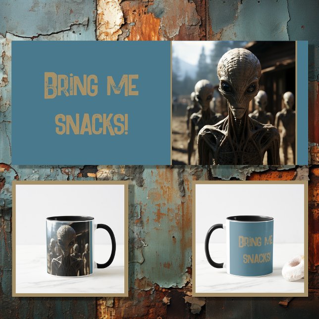 Caneca Alienígena engraçada com texto editável 3 de 4 (Criador carregado)