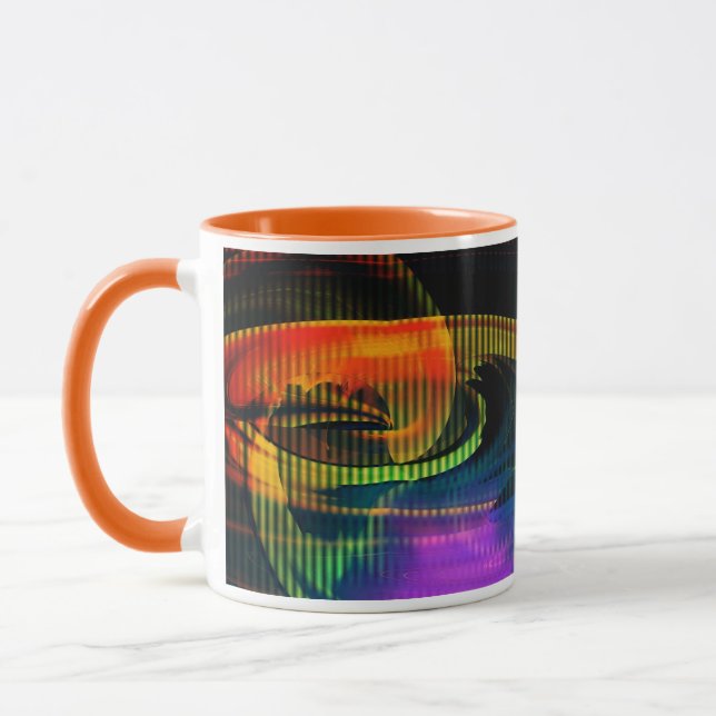 Caneca Alienígena Paisagem Arco-Íris Abstrato (Esquerda)