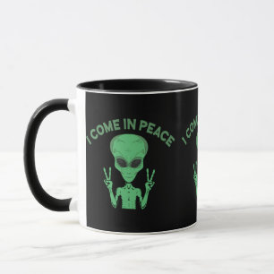 Caneca Alienígena Verde Eu Venho Em Paz Extraterrestre OV