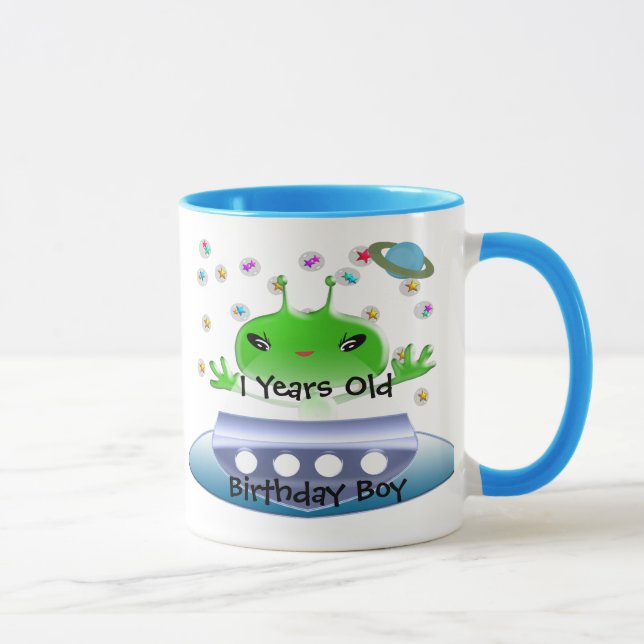 Caneca Alienígenas verdes fofos do espaço sideral com nav (Direita)